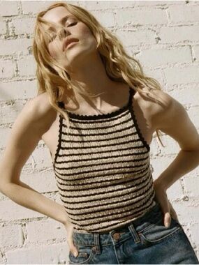 Doen Silk Pima Cotton Crochet Tank Top